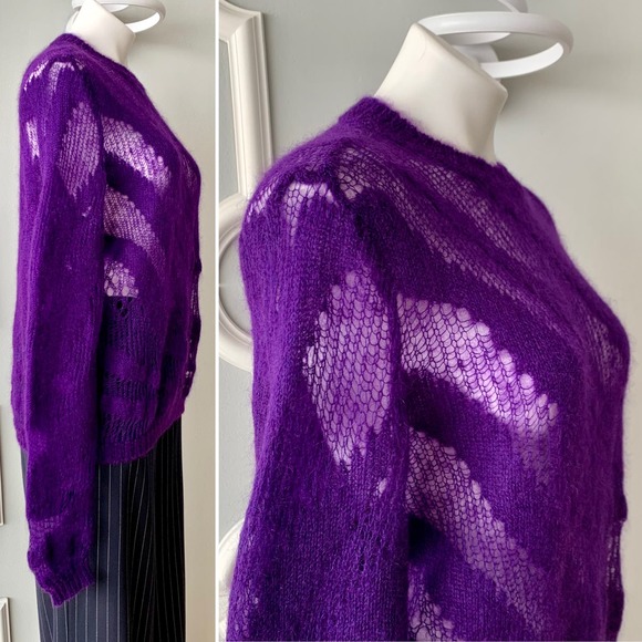 Roberto Cavalli Tiger Print Oversized Mohair Sweater Size 8 - Picture 5 of 14